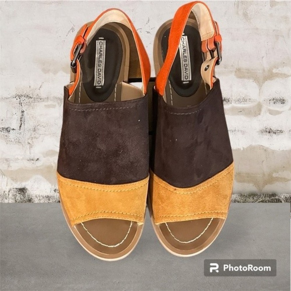 Charles David Color Block Flat Suede Sandals. Wom… - image 1